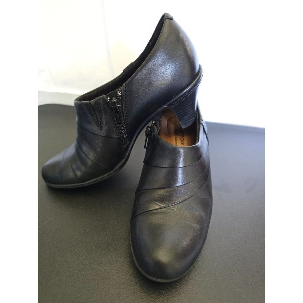 Rockport Cobb Hill Collection Womens Black Leather Heeled Ankle Boots Size 6M